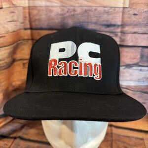 PC Racing Hat Snapback Cap Black Flat Brim Embroidered Motocross Motorcycle